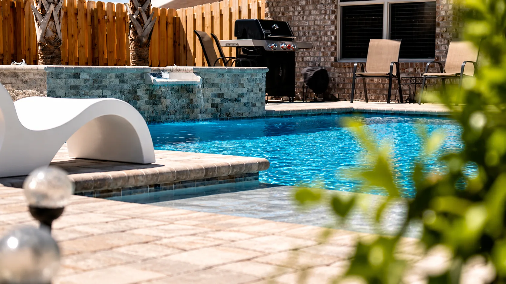 Completed custom swimming pool built by Neway Pools