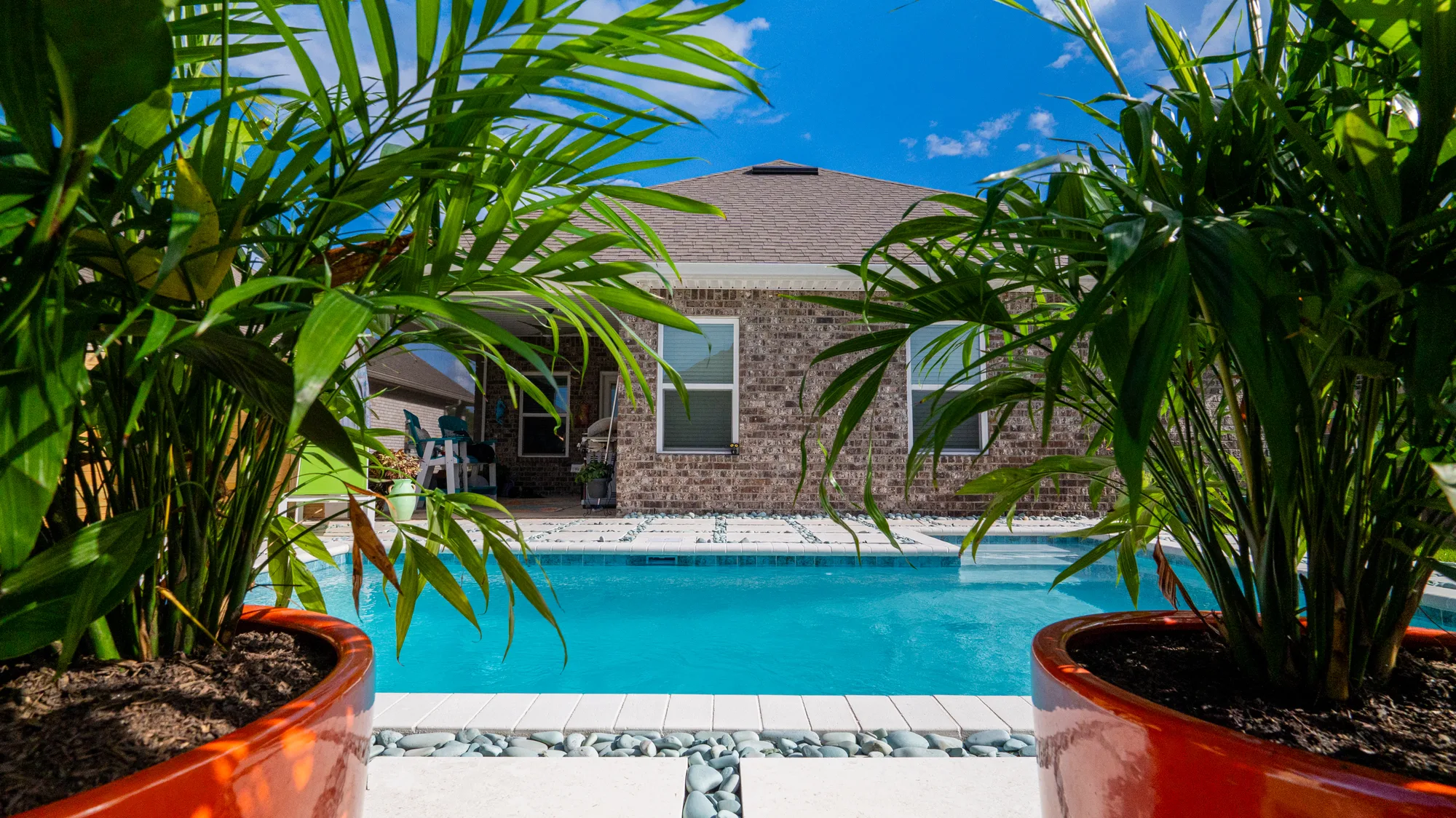 Completed custom swimming pool built by Neway Pools